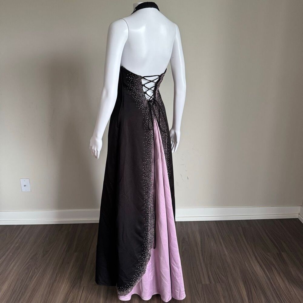 VTG Y2K Beaded Gown Formal Corset Style Lace Up Back Whimsical Fairycore Dress